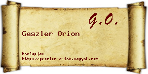 Geszler Orion névjegykártya